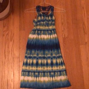 Girls blue/green tie dye maxi dress
